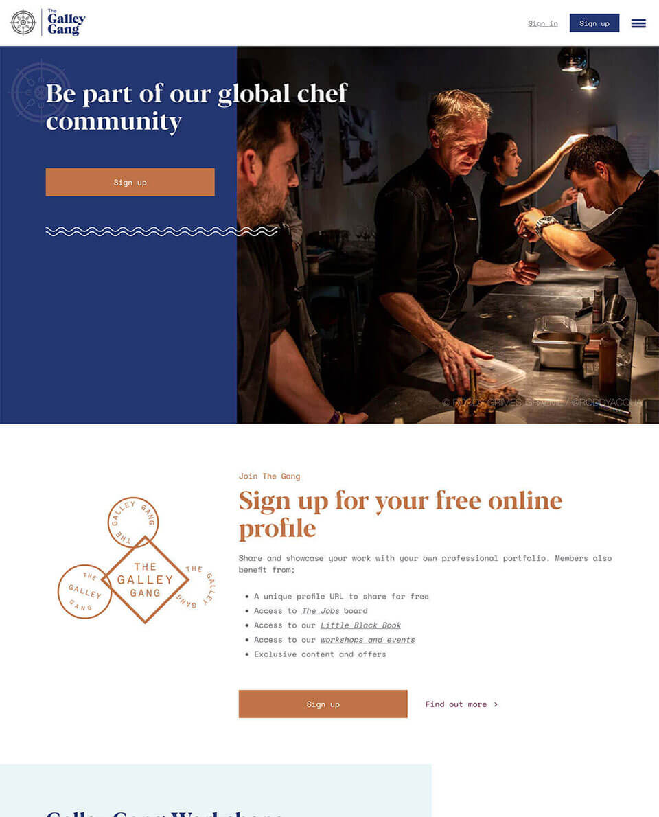 The Galley Gang Home page screenshot