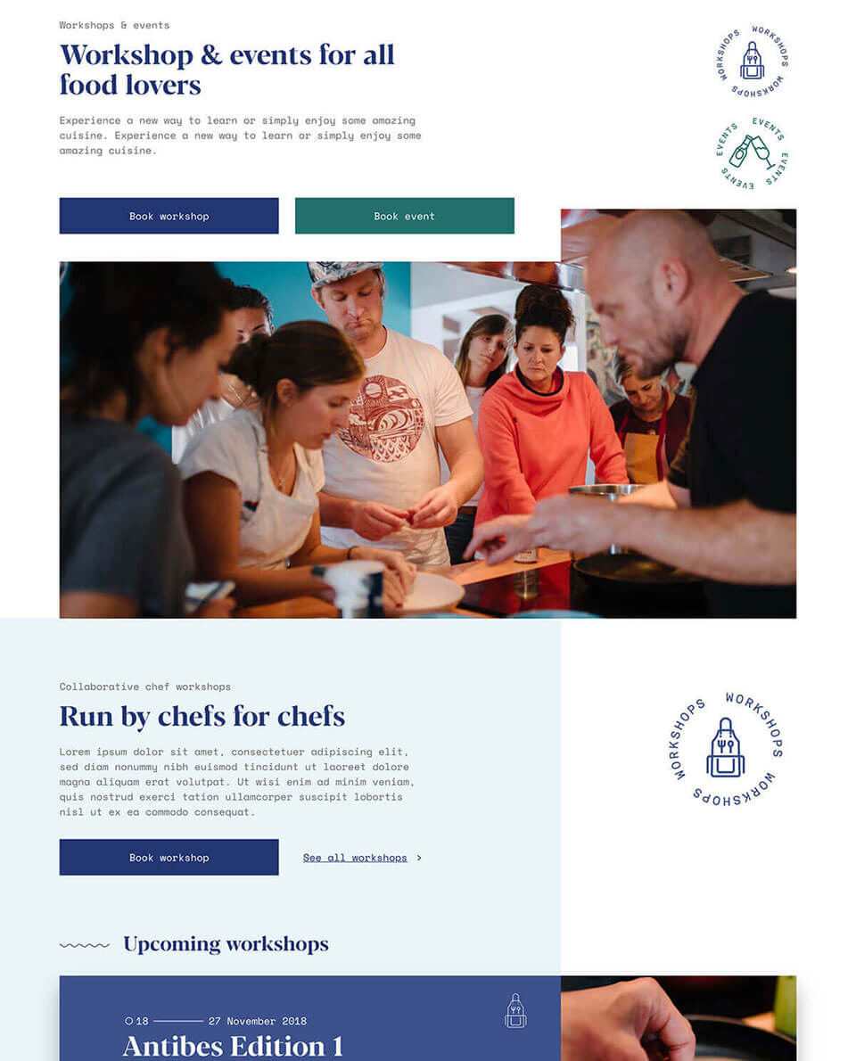 The Galley Gang Workshops and Events page screenshot